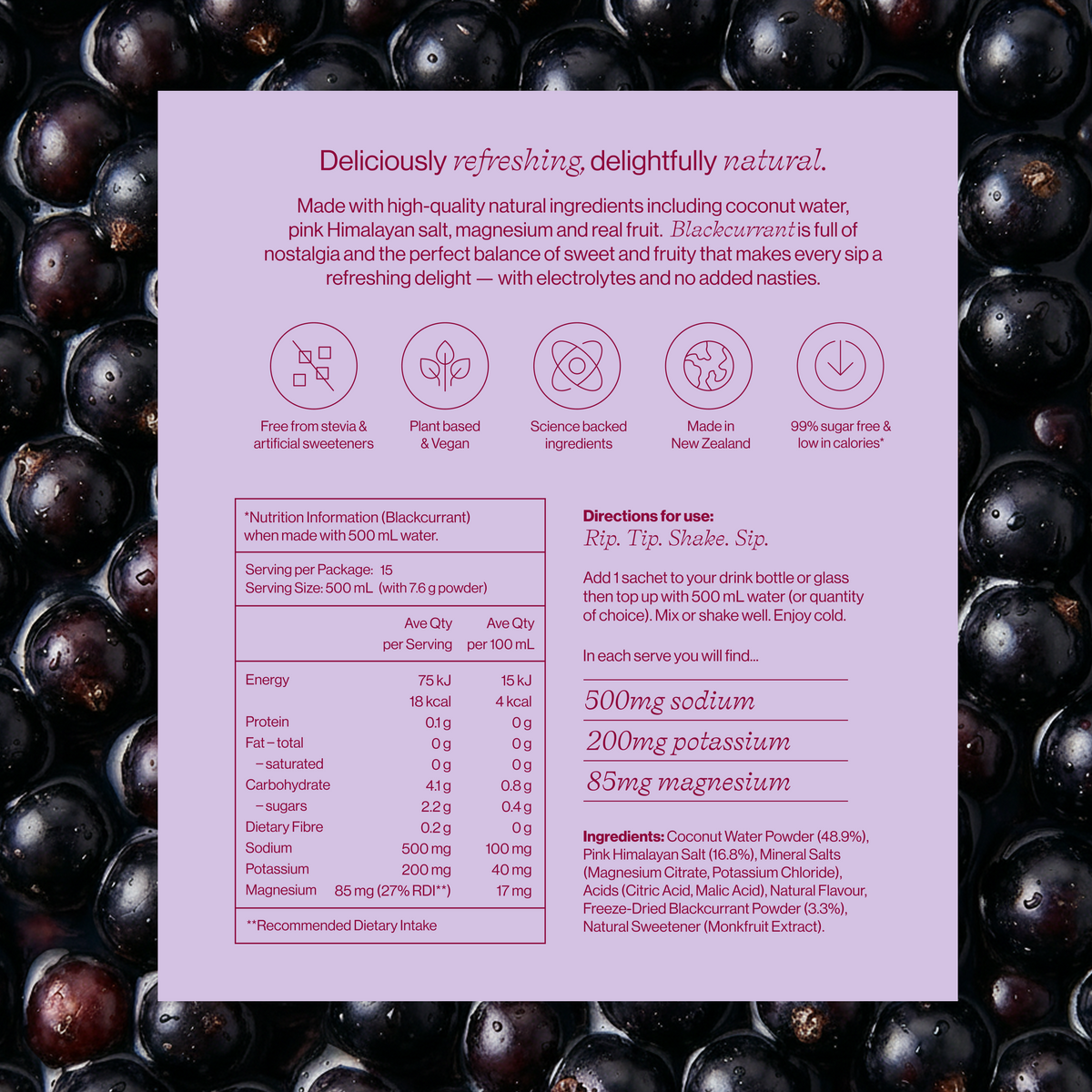 每日電解質補水鹽飲（黑加侖口味）Stay Healthy